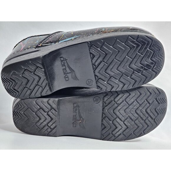 Dansko Womens Black Paint Platter Print Professional Clogs EU Size 38 US 7.5-8 - Picture 8 of 9